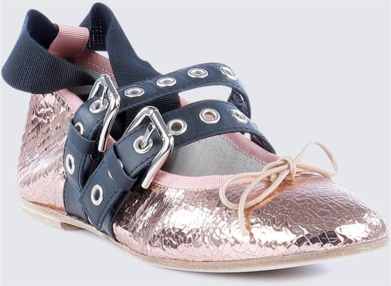 Paris Texas Metallic Leren Ballerina met Strik Detail Pink Dames