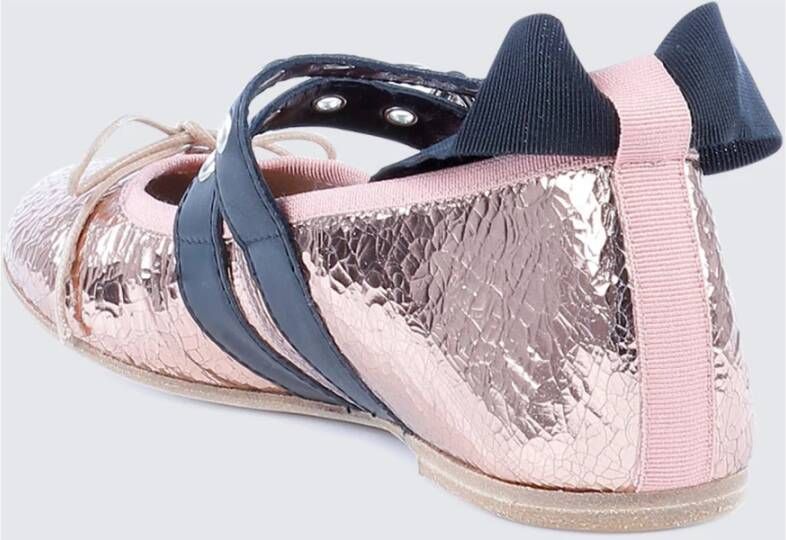 Paris Texas Metallic Leren Ballerina met Strik Detail Pink Dames