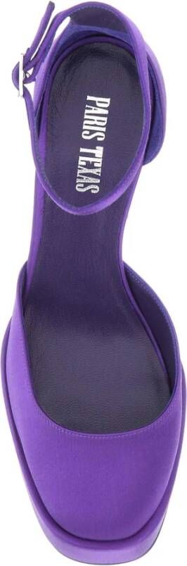 Paris Texas Paarse Satin Dalilah Pombas Sandalen met Hoge Hak