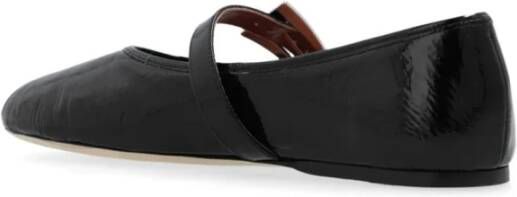 Paris Texas Zwarte leren platte schoenen met gesp Black Dames