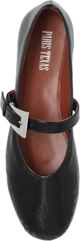 Paris Texas Zwarte leren platte schoenen met gesp Black Dames