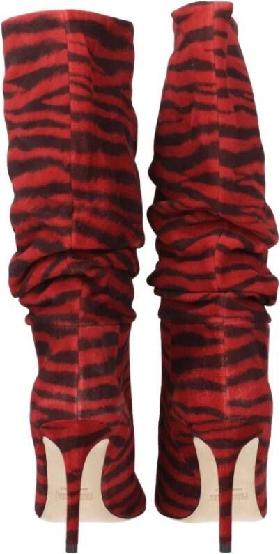 Paris Texas Rode leren enkellaarzen Zebra Print