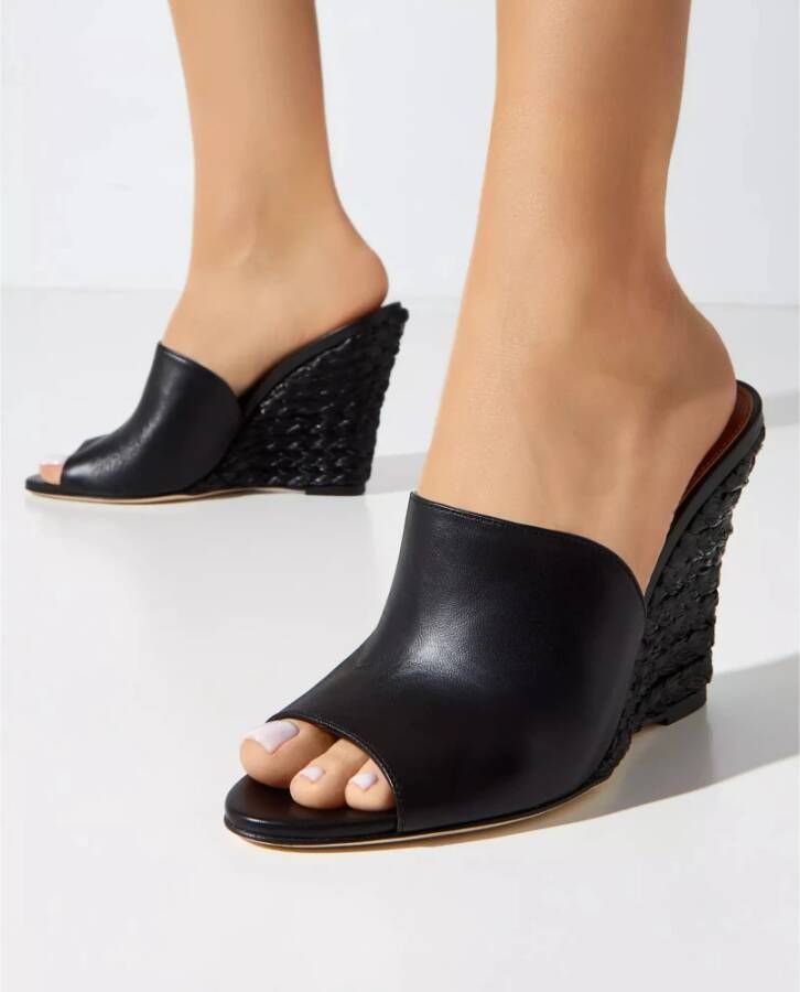 Paris Texas Zwarte Geweven Sleehak Sandalen Black Dames