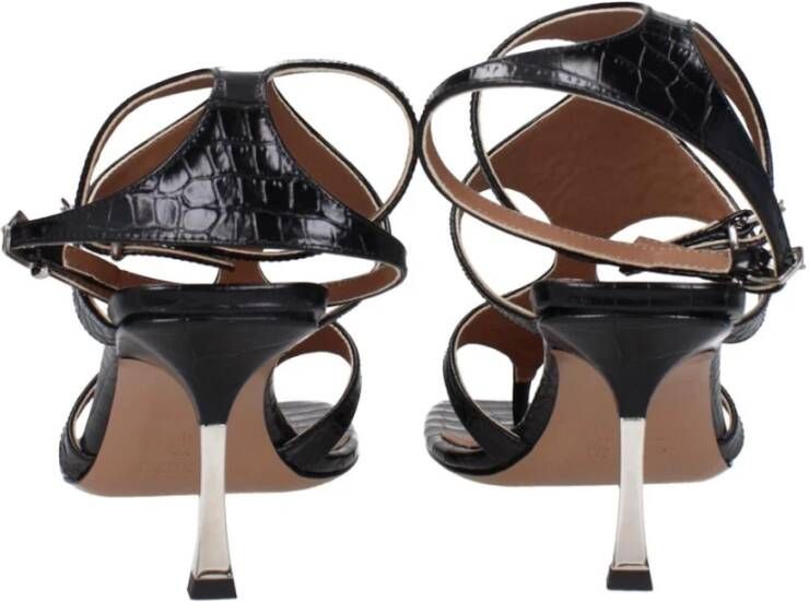 Paris Texas Zwarte Krokodil Mid Hiel Sandalen