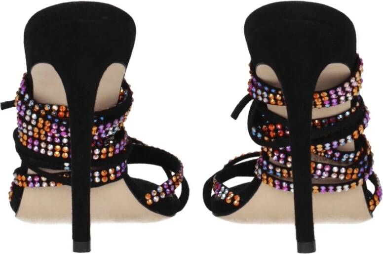 Paris Texas Zwarte leren Rhinestone sandaal