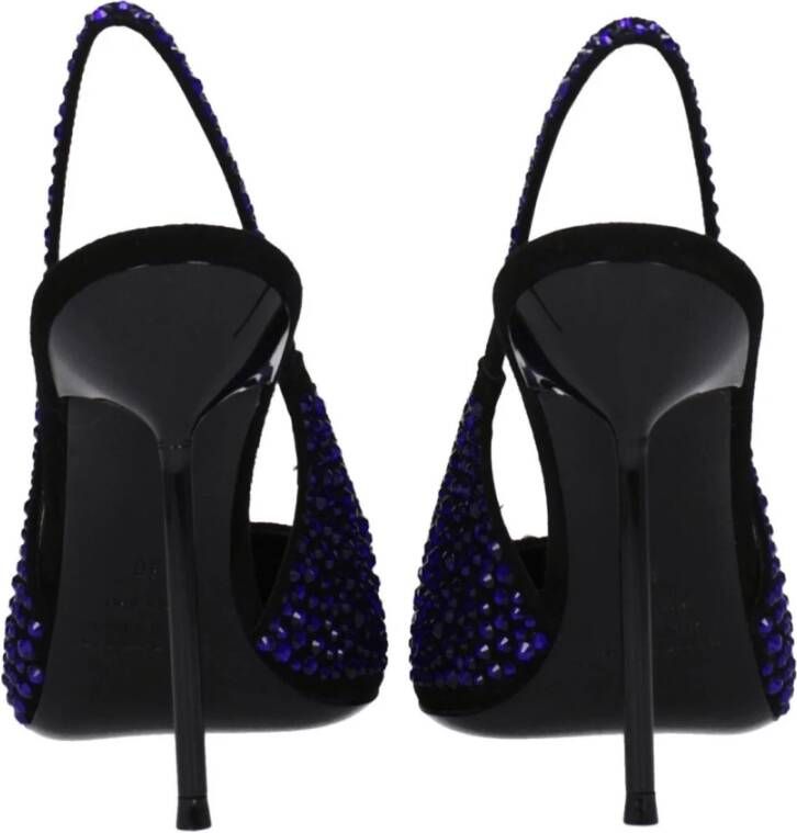Paris Texas Zwarte leren Rhinestone sandaal