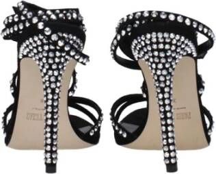 Paris Texas Zwarte Suède Strass Hoge Hak Sandalen