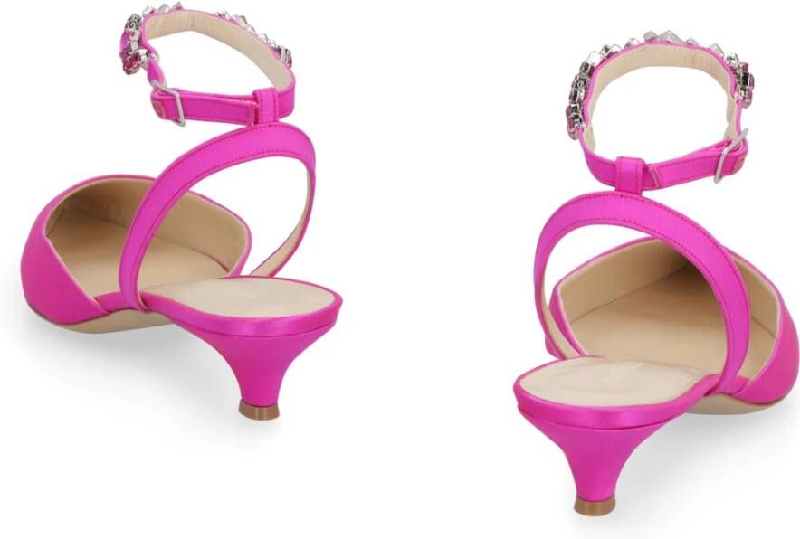 P.a.r.o.s.h. Zijden satijnen puntige neus sandalen Blue Dames