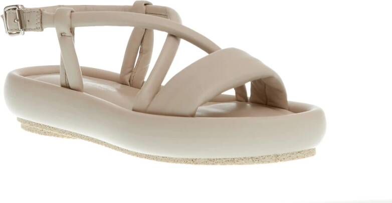 Patrizia Bonfanti Beige Lage Sleehak Leren Sandaal Beige Dames