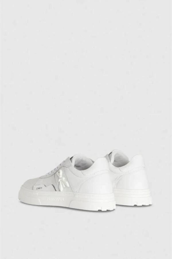 PATRIZIA PEPE Beige Leren Sneakers met Fly Detail Beige Dames
