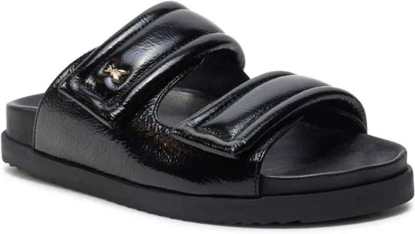 PATRIZIA PEPE Logo Leren Slippers Black Dames