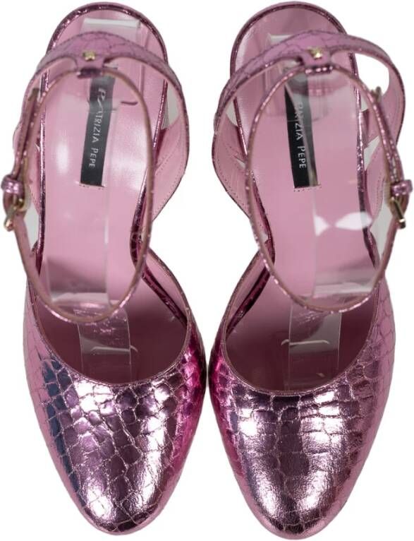 Patrizia Pepe Metallic Animal Print Sandalen