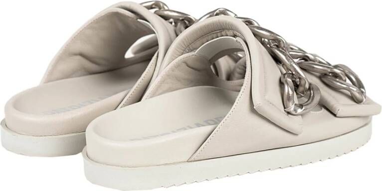 PATRIZIA PEPE Comfortabele leren sliders met kettingdetail Grijs Dames