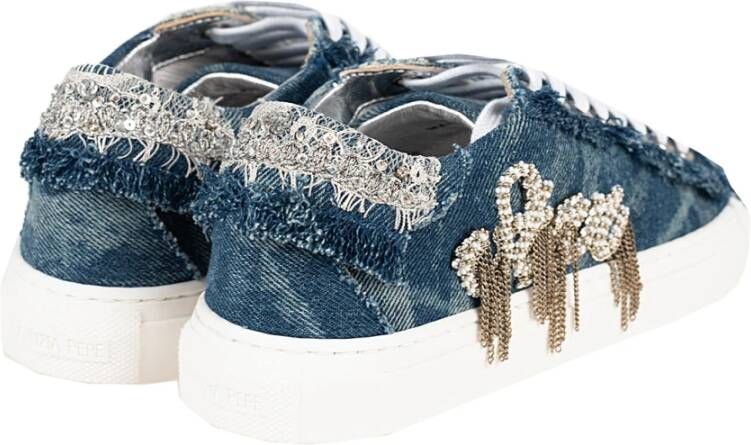 PATRIZIA PEPE Denim Sneakers met Versieringen Blauw Dames