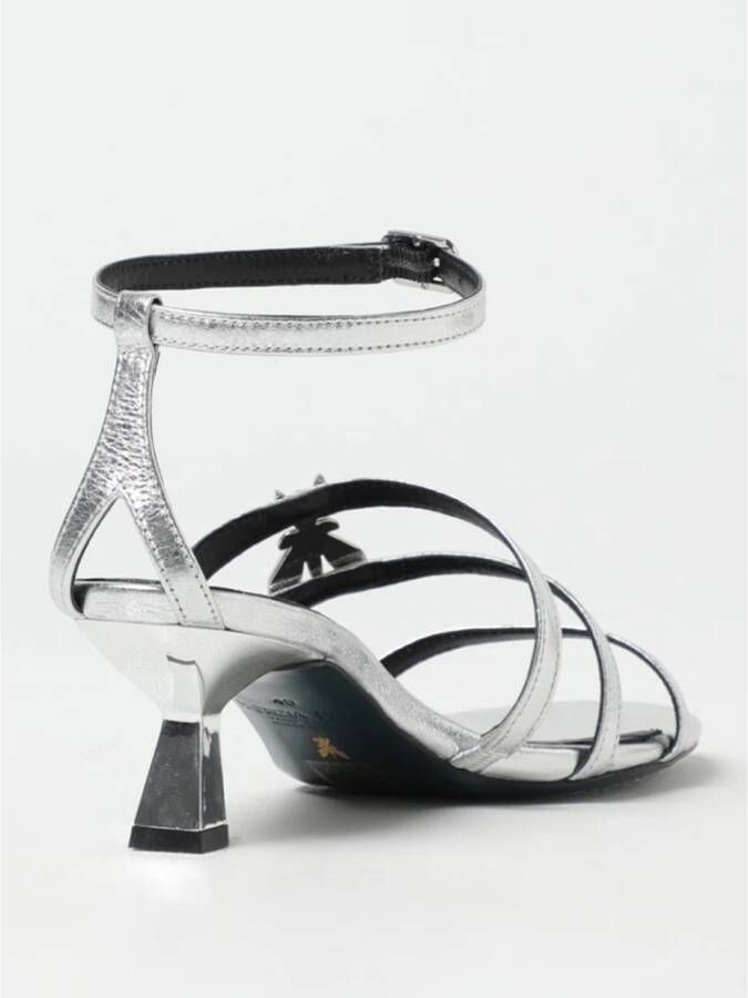 Patrizia Pepe Zilveren Leren Sandalen Elegant Modieus Ontwerp