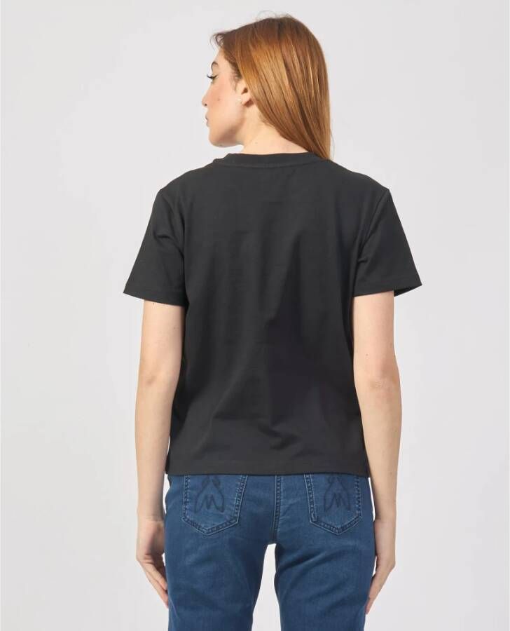 Patrizia Pepe Zwart katoenen T-shirt met slogans