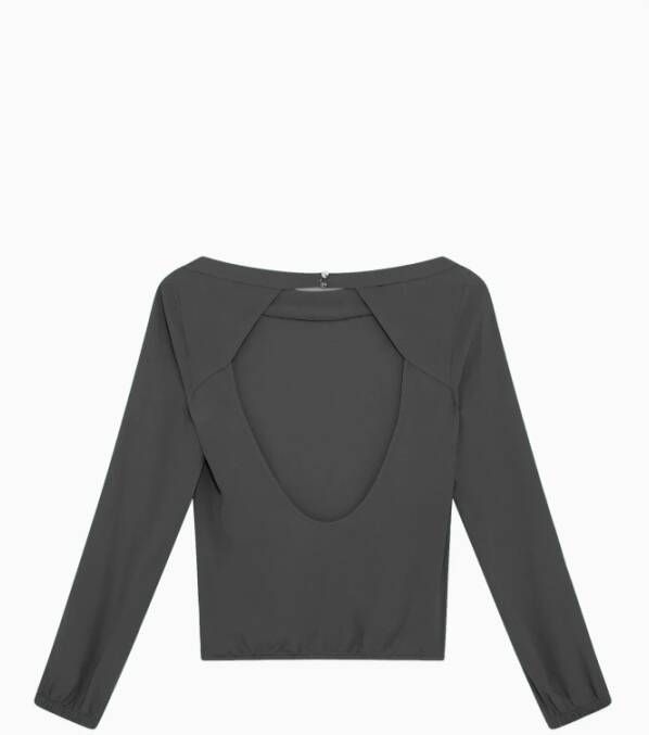Patrizia Pepe Zwarte blouse met boothals en open rug