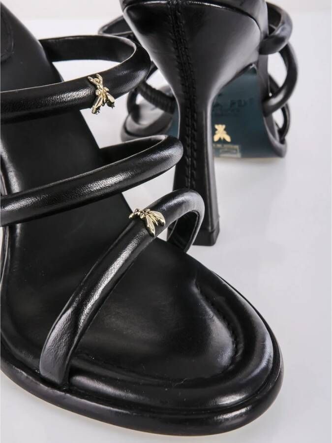 Patrizia Pepe Zwarte leren sandalen met Fly Rivets
