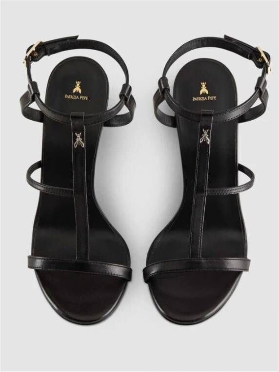 Patrizia Pepe Zwarte leren sandalen met vetersluiting