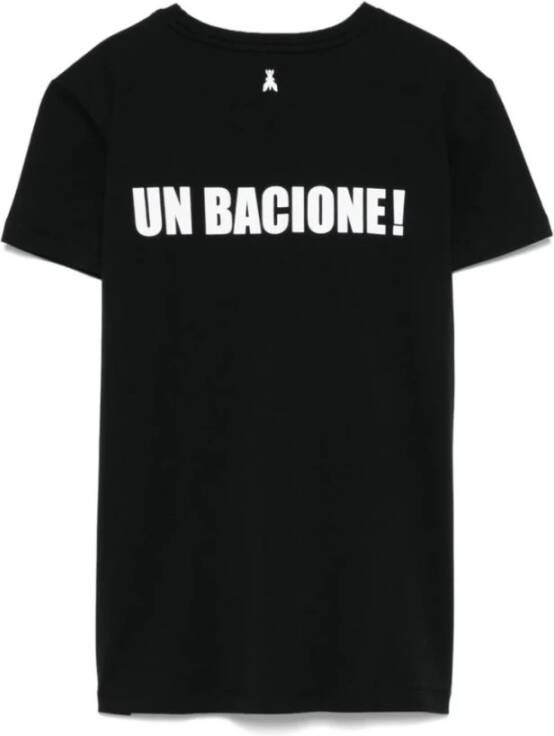 Patrizia Pepe Zwarte Trendy Katoenen T-shirt met Slogan