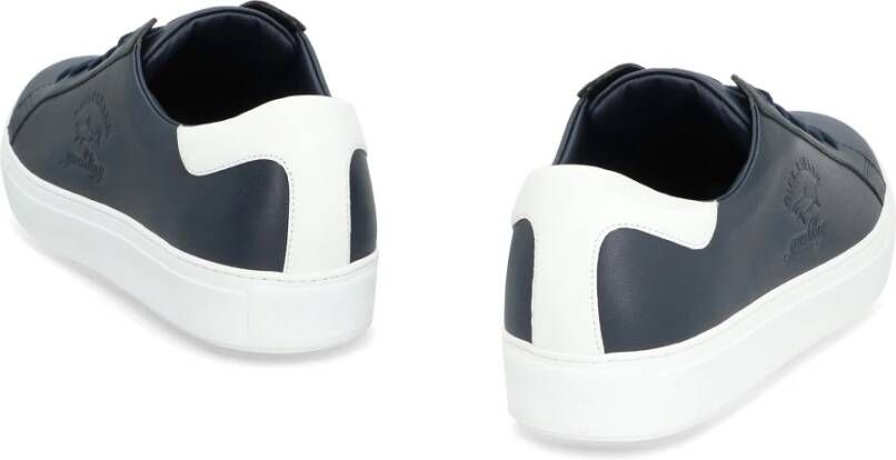 PAUL & SHARK Lage leren sneakers met contrasterende hiel Blue Heren