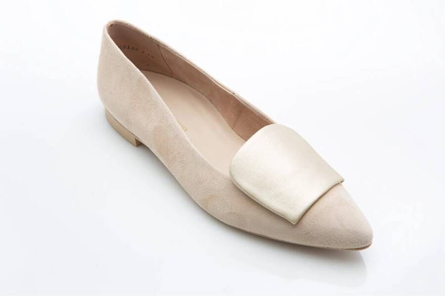 Paul Green Beige Velvet Ballerina Flats Beige Dames