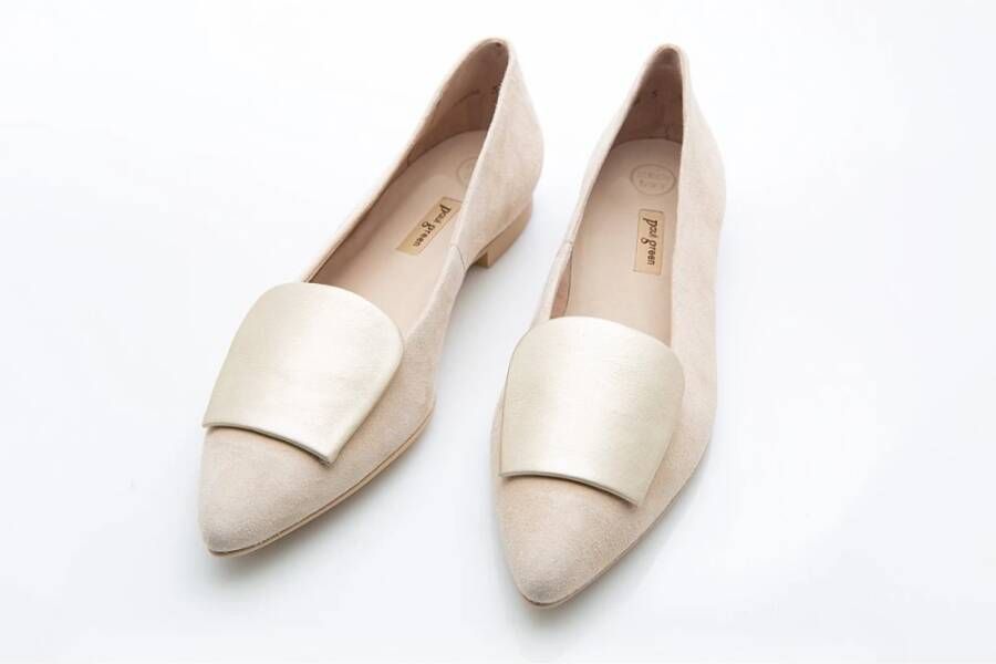 Paul Green Beige Velvet Ballerina Flats Beige Dames