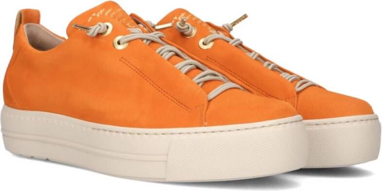 Paul Green Oranje Slip-On Sneaker met Plateauzool Orange Dames