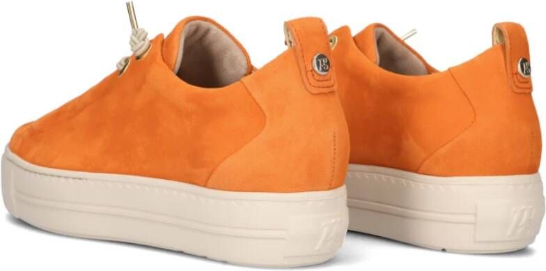 Paul Green Oranje Slip-On Sneaker met Plateauzool Orange Dames