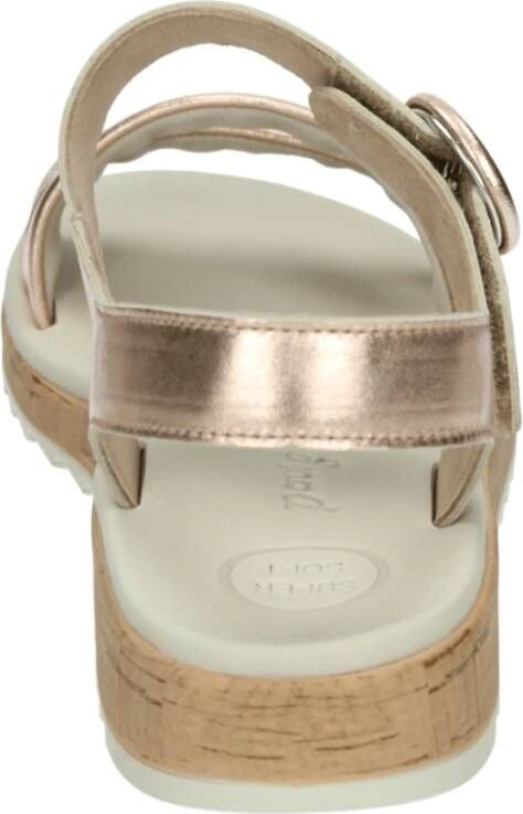 Paul Green Sportieve Sandalen Goud Leren Rubberen Zool