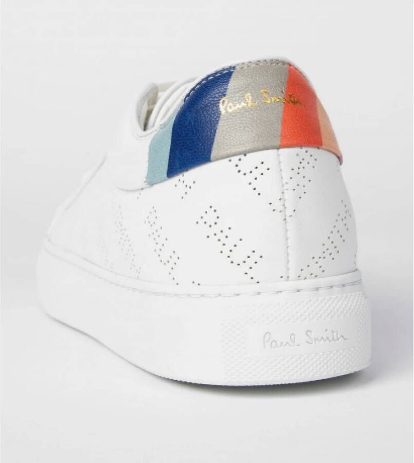 Paul Smith Low-Top Sneakers blanche perforu00E9e logo cuir basso Pau in wit - Foto 3
