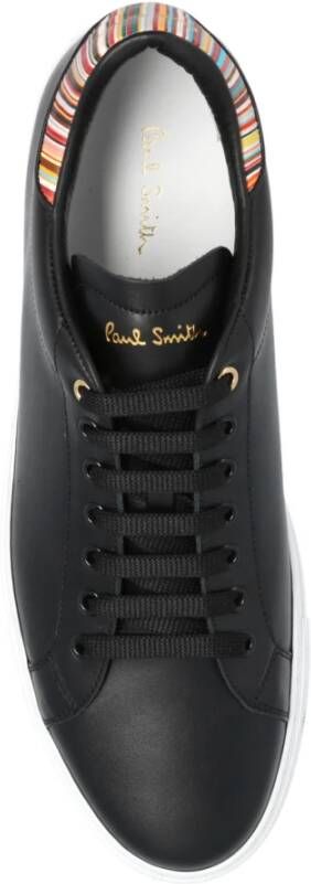 Paul Smith Zwarte Leren Sneakers met Multicolor Logo Detail Zwart Heren
