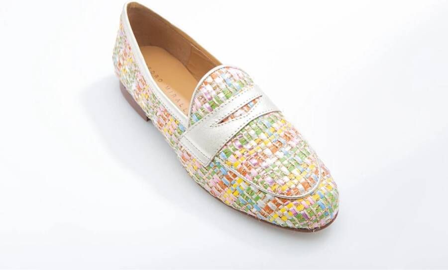 Pedro Miralles Kleurrijke Mesh Loafer met Metallic Gouden Accenten Multicolor Dames