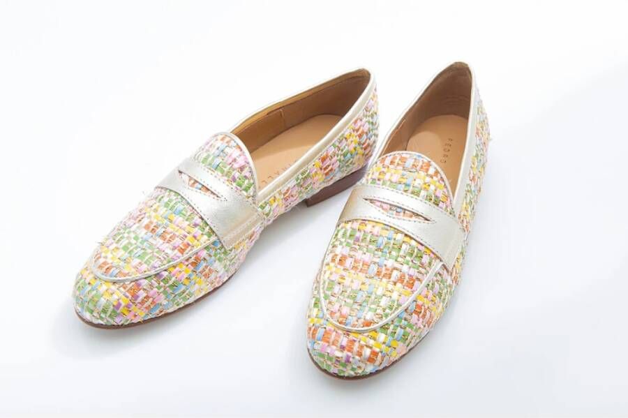 Pedro Miralles Kleurrijke Mesh Loafer met Metallic Gouden Accenten Multicolor Dames