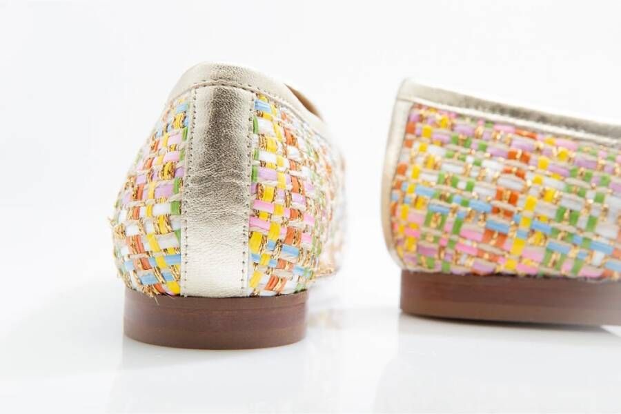 Pedro Miralles Kleurrijke Mesh Loafer met Metallic Gouden Accenten Multicolor Dames