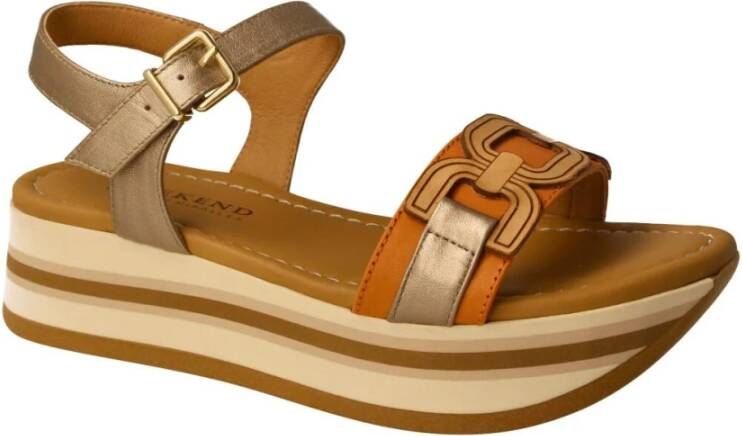 Pedro Miralles Oranje Oker Leren Dames Sandalen Brown Dames