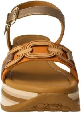 Pedro Miralles Oranje Oker Leren Dames Sandalen Brown Dames