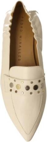 Pedro Miralles Witte leren instapper met stud-detail White Dames