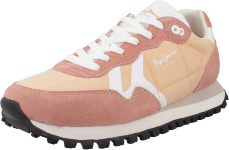 Pepe Jeans Stijlvolle Print Sneakers voor Modieuze Vrouwen Orange Dames