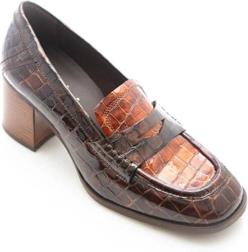 Pertini Bruine dierenprint pennyloaferhakken Brown Dames