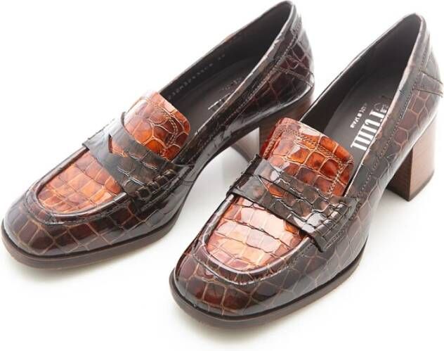 Pertini Bruine dierenprint pennyloaferhakken Brown Dames