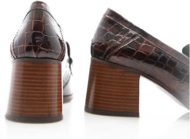 Pertini Bruine dierenprint pennyloaferhakken Brown Dames