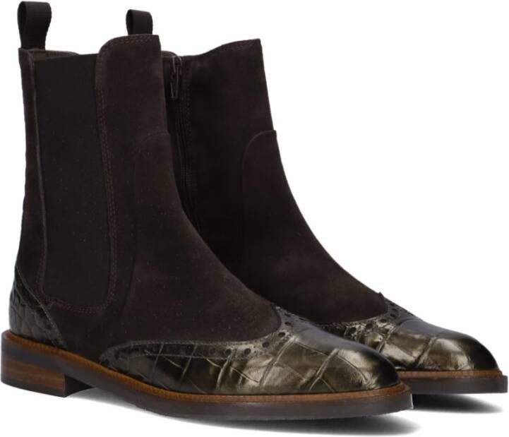 Pertini Bruine Suède Enkellaarzen Stijlvol Model Brown Dames