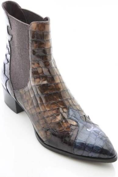 Pertini Leren Croco Enkellaars Multicolor Dames