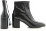 Pertini Zwarte Croco Print Leren Enkellaars Black Dames - Thumbnail 4