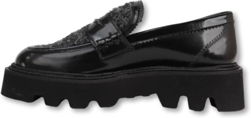 Pertini Zwarte Loafer met Grijze Details Black Dames