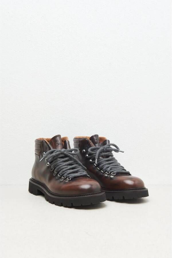 PESERICO Vintage-effect leren bergschoenen Brown Heren