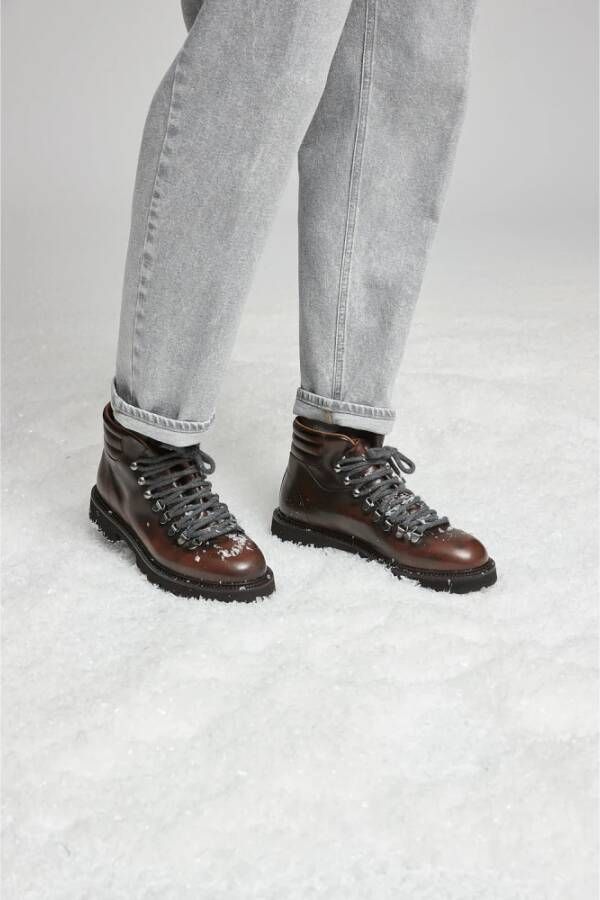 PESERICO Vintage-effect leren bergschoenen Brown Heren