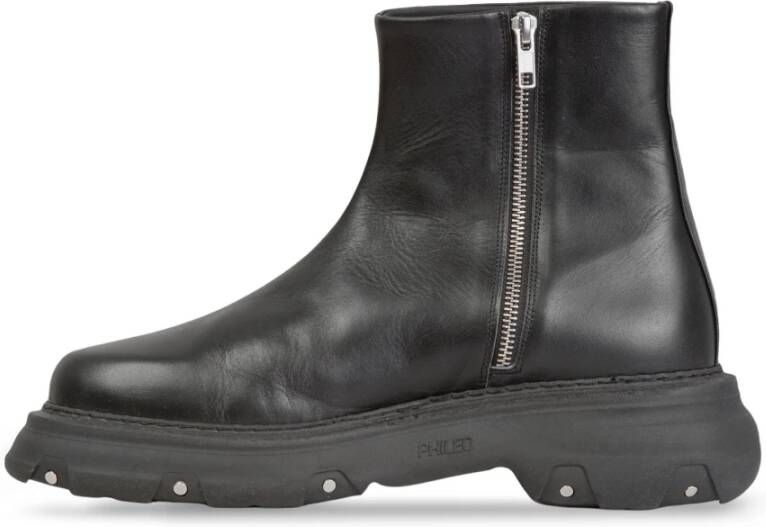 Phileo Zwarte Vegan Leren Trucker Boots Black Heren
