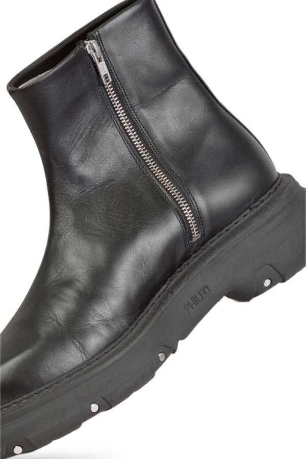 Phileo Zwarte Vegan Leren Trucker Boots Black Heren